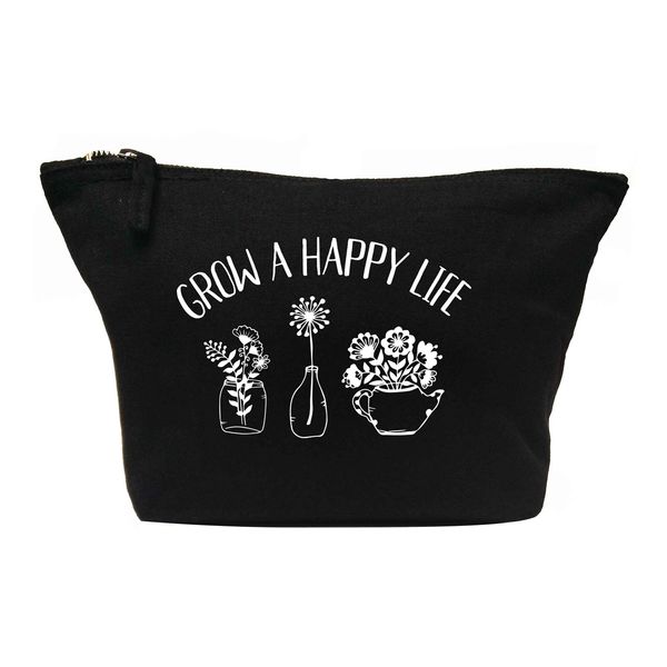 Flox Creative Makeup Bag Grow a Happy Life Black