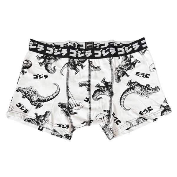 Small Planet Godzilla Boxer Briefs, Men's Underwear, Allover Pattern, WH (Large)