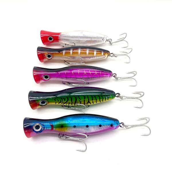 Deepa Popper Topwater 1.5 oz (43 g), 5.1 inches (13 cm), 5 Colors, Lures Set, Floating Sea Bass, Yellowtail, Skipjack