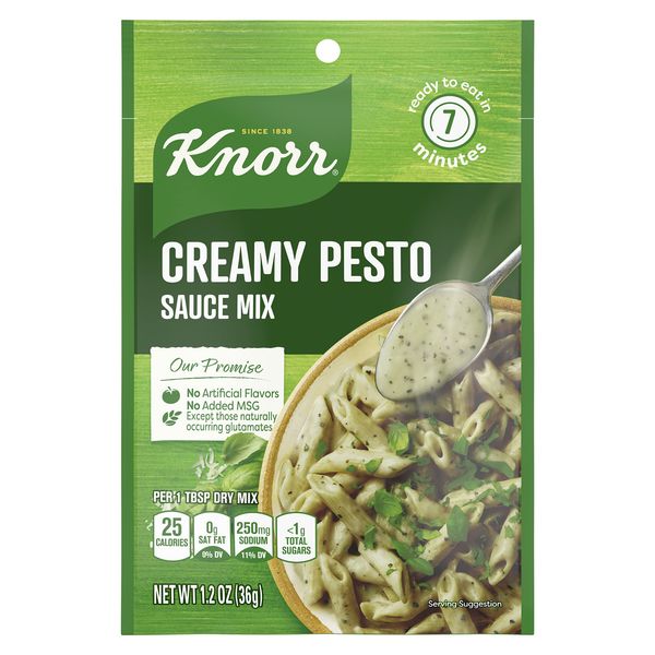 Knorr Sauce Mix Creamy Pesto Pasta Sauce For Simple Meals and Sides No Artificial Flavors, No Added MSG 1.2 oz