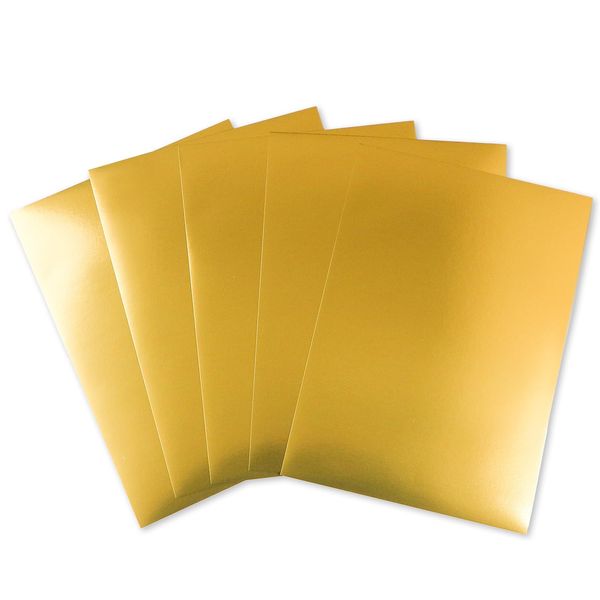 Gold Cardboard A4 Thickness Approx. 0.01 inch (0.38 mm) (No. 6) Cardboard Mount Cardboard Construction Paper Craft Paperboard [5 Sheets] 8.3 x 11.7 inches (210 x 297 mm) [Made in Japan] Glitter Puffy