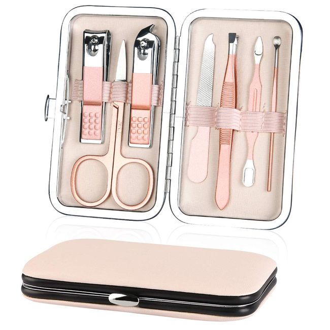 Manicure Set Nail Clipper Set Men Women 12 in 1 Nail Care Kit with Portable  Case Travel Manicure Pedicure Tools Grooming Kit Beauty Salon(Rose Gold)