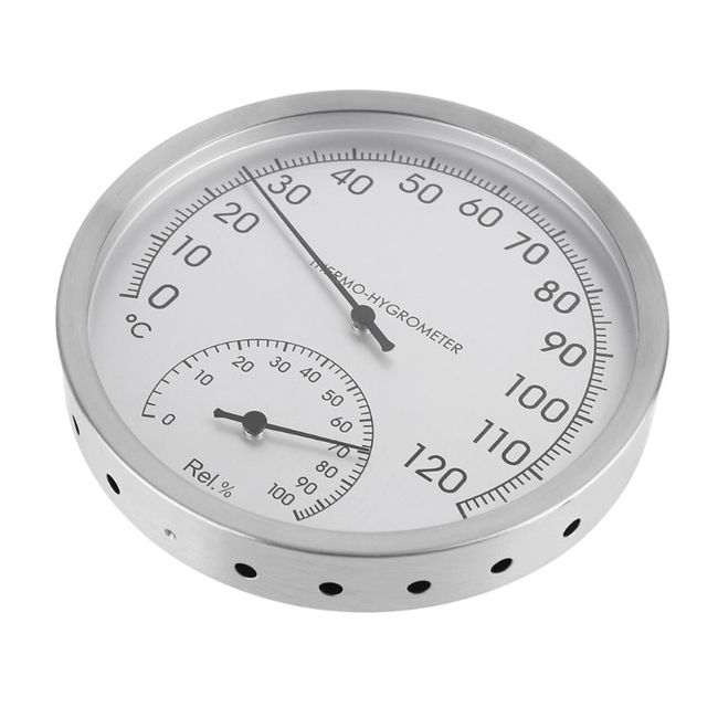 5 Thermometer Hygrometer Wall Hung Stainless Steel Temperature Humidity  Tester