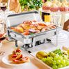 New 6 Pack of Stainless Steel Rectangular Chafing Dish Full Size  8 Quart 