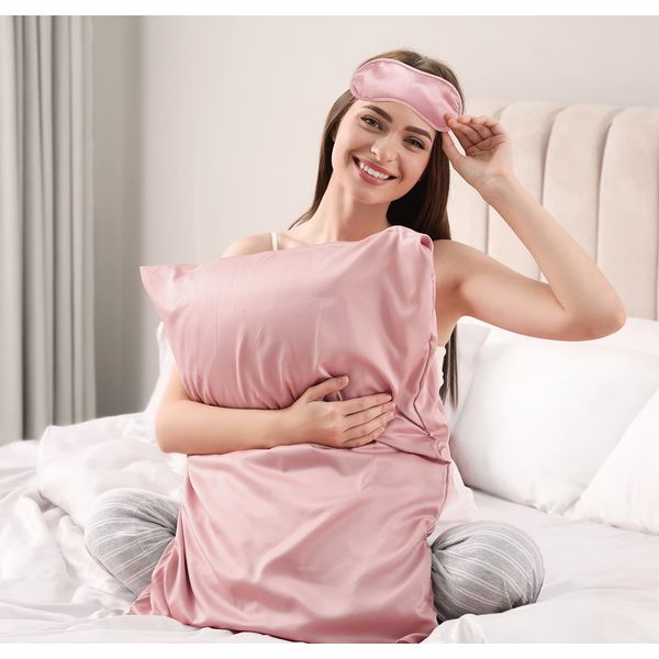 Satin Pillowcase & Eye Mask Set (Blush)