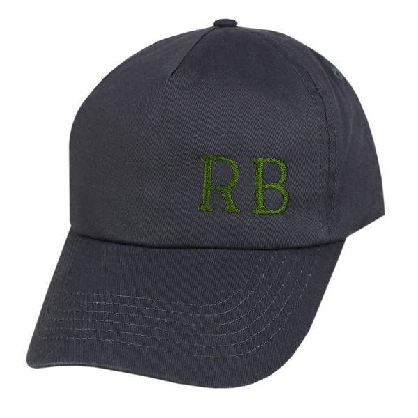TeddyTs Personalised Men's Initial Baseball Cap (Grey and Green), One Size-L