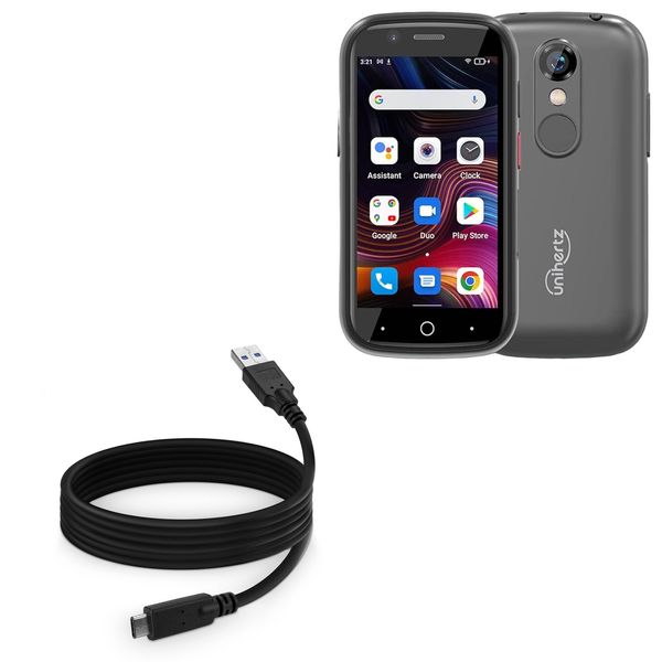 BoxWave Cable Compatible with Unihertz Jelly 2E - DirectSync - USB 3.0 A to USB 3.1 Type C, USB C Charge and Sync Cable - 6ft - Black