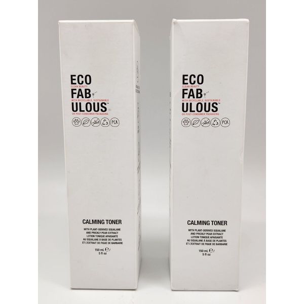 2 PC ECO FABULOUS Calming Toner Refills w Plant Squalene & Prickly Pear Extract