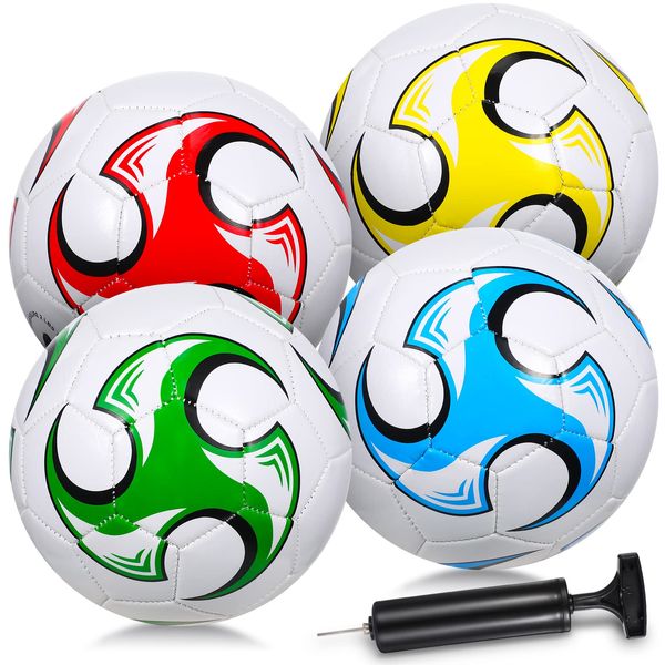 Shappy 4 Pcs Soccer Ball Size 3 with Pump, Outside Sport Soccer Ball Toys Sports Balls Cute Mini Soccer Balls Outdoors Sports Training Practice Gifts