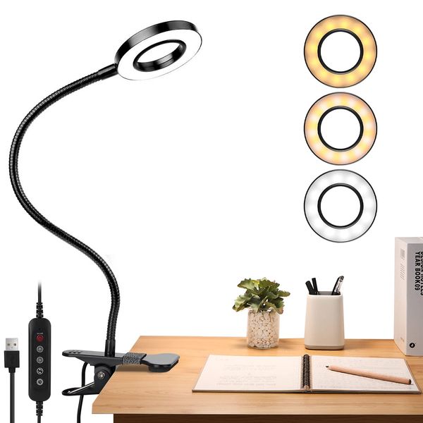 Clip Light, LED Light, Adoric Bright, USB Powered Lighting, Reading Light, 3 Colors, 4 Steps Dimmable, Desk Light, 40 LED, Foldable, Selfie Light, Meeting Light, Easel, Makeup Light, Desk Light, Timer Function