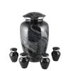 Premium Marble Finish  Black Single Keepsake For Ashes in Velvet Box
