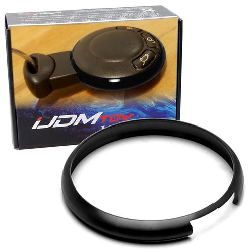 iJDMTOY Black Aluminum Smart Key Fob Surrounding Ring Decoration Compatible with 2008-2014/2015 Gen2 Mini Cooper R55 R56 R57 R58 R59 & Gen1 R60 R61