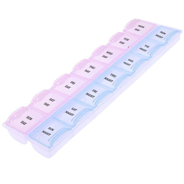 Pills Box 7 Days Weekly Tablet Medicine Box Holder Storage Organizer (2 Rows Random Colour)