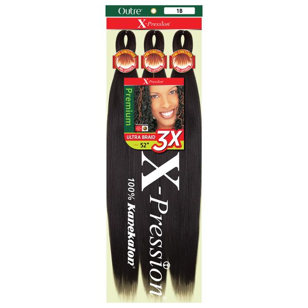 Outre X-Pression Braid - Pre Stretched Braid 52" 3X (2 Pack, BRIGHT RED)
