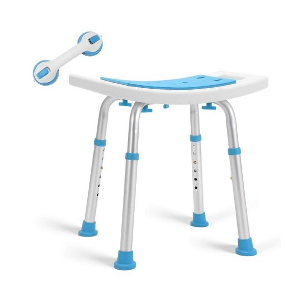 Health Line Massage Products Shower Stool 350lbs Bath Seat Chair, Tool-Free A...