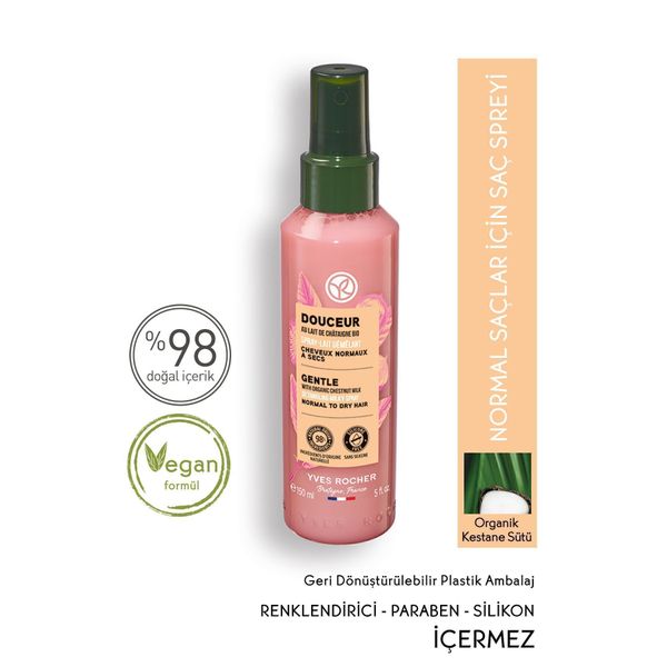 Besleyici Kolay Tarama Spreyi - Vegan-150 ml + Şampuan Masaj Fırçası