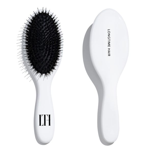 Longtime Hair® Hair Brush for Extensions, Care Brush for Hair Extensions, Wig and Toupees, Wooden Handle with Boar Bristles and Nylon Bristles, Ideal for Detangling Real Hair Extensions