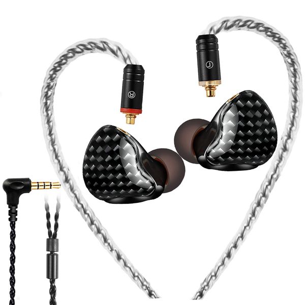 In Ear Monitors Headphone in Ear Earbuds Wired Earphone Dual Drivers Headphone with MMCX Detachable Cables,Noise-Isolating Earbud for Musicians Sweatproof Sports Headphone (Carbon fiber, no Mic)