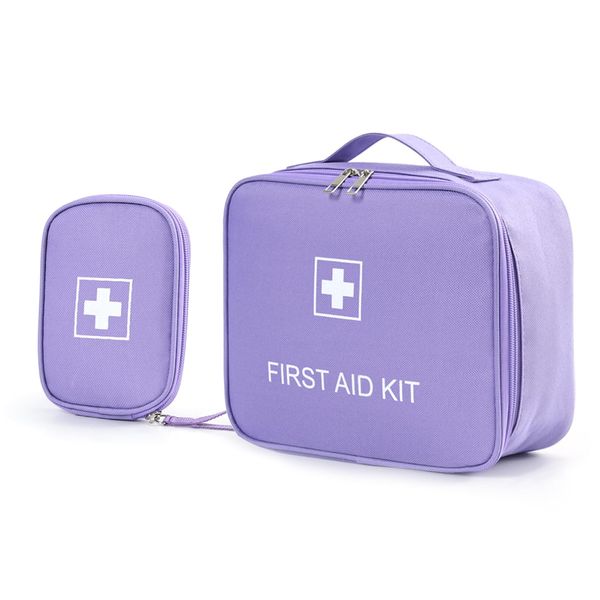 Bncxdc 2Pcs Medical Bag, Travel First Aid Kit, First Aid Bag Empty, 2 Size Portable Waterproof Oxford Fabric Material Medicine Bag, for Outdoor Camping Home Dog Survival Bag (Purple)