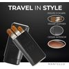 Mantello Black Leather Cigar Case with Interior Cedar Lining