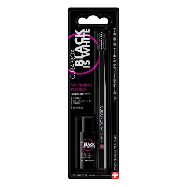CLAPROX Black is White (BIW) Toothbrush + 1 Pack Powder Toothbrush