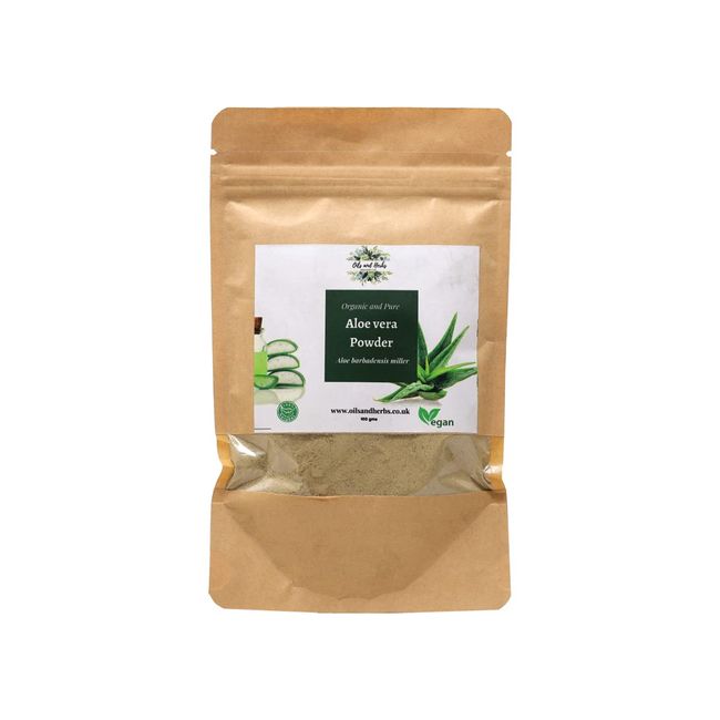 Oils and Herbs UK Clean Organic Aleovera Powder - Aloe barbadensis Miller -100% Pure and Natural (100)