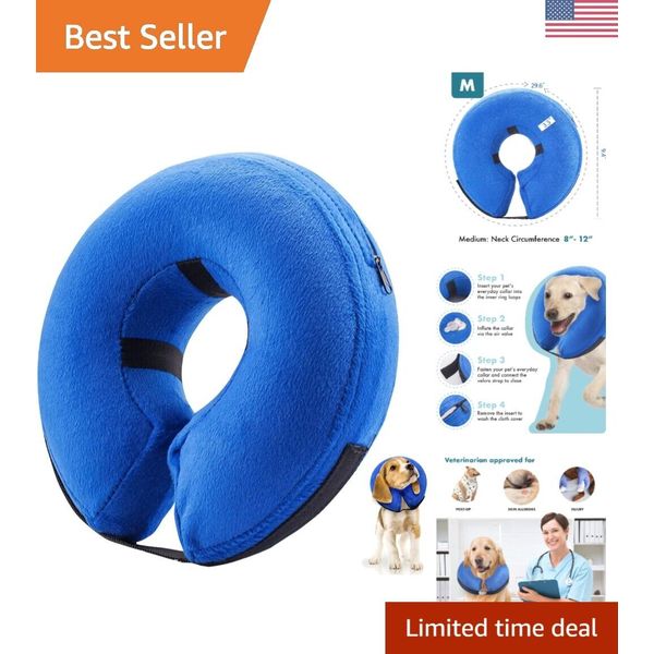 Inflatable Dog Cone - Soft & Lightweight Recovery Collar for Dogs & Cats