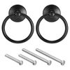 sourcing map 2Pcs Round Ring Pulls, Drawers Knobs Black Circle Drawer Handles Single Hole for Dresser Cupboard Wardrobe