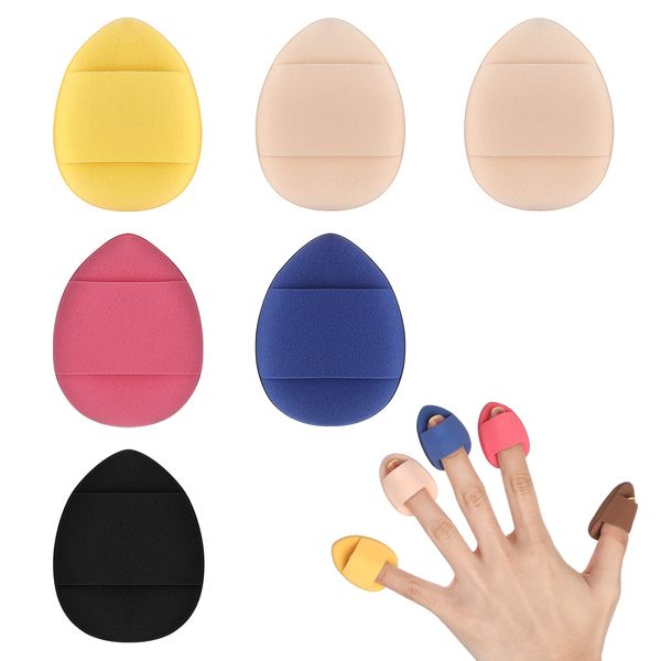 Sibba Powder Puff 6 Pcs Makeup Sponge Beauty Blender Face Foundation Blending Concealer Applicator Eye Shadow Cushion Pads Cosmetic Mini Small Triangle Soft Finger Holder Travel Case Make Up Set