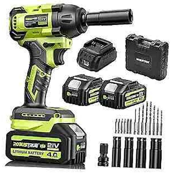 1/2 Inch High Torque Brushless Cordless Impact Wrench, 4.0Ah Battery, 2