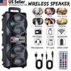 3000W Dual 6.5'' Subwoofer Bluetooth Speaker System Portable Party LED Lights FM