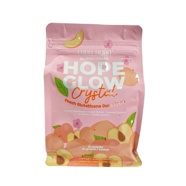 Hope Glow CRYSTAL Peach Glutathione Juice Drink, 10 Sachets x 18g