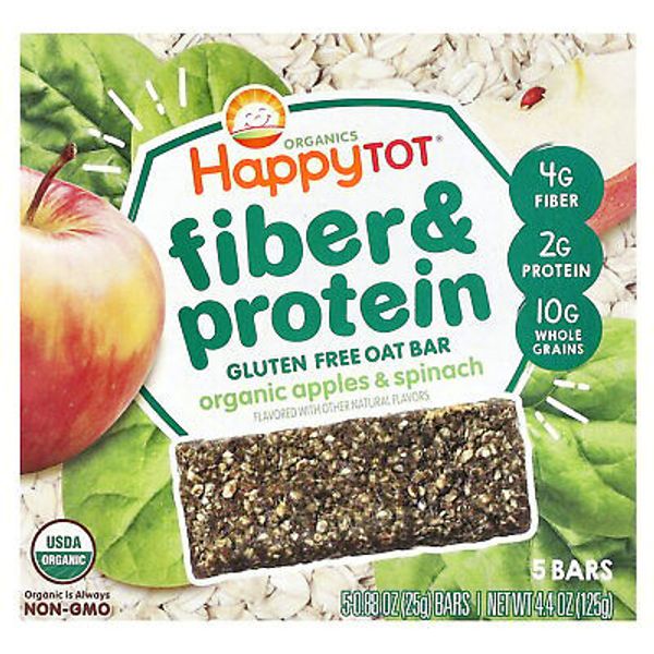 Happy Tot, Fiber & Protein Gluten Free Oat Bar, For 2 Years & Up, Organic Apples