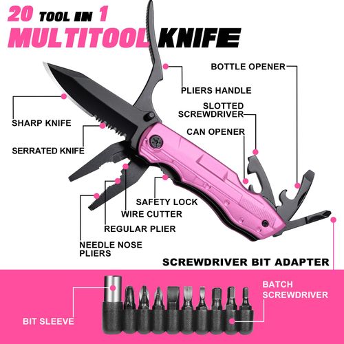 Gifts for Women, Mom, Wife, Girlfriend, Best Friend, Christmas, P-ink Multitool Knife - Gifts for Mom, Unique Gift Ideas for Women, Mothers Day Anniversary Valentines Day Birthday Gifts for Women