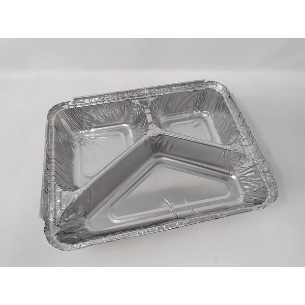 8 x 3 Compartment Aluminium Foil Rectangular Roasting Oven Baking Dish Tray BBQ 22x17x4cm 990cc
