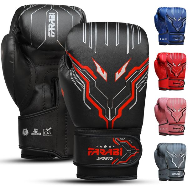 Farabi Sports Kids Boxing Gloves Boys and Girls kickboxing Gloves 6-oz Youth, Junior Boxing Gloves for MMA, Muay Thai, Boxing Pad, Punching Bag and Training for Age 5-10 Years (6-oz, Black)