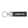 Black Leather & Carbon Fiber Key Chain Black Stitching - Mopar