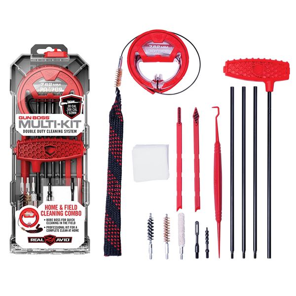 Real Avid Rifle Cleaning Kit & Range Gun Tool Kit for .30 Caliber Rifles | Complete Gun Cleaning Kit with Gun Snake, 30cal, Bore Brush Set, Cleaning Rod & Gun Cleaning Rifle Accessories,red