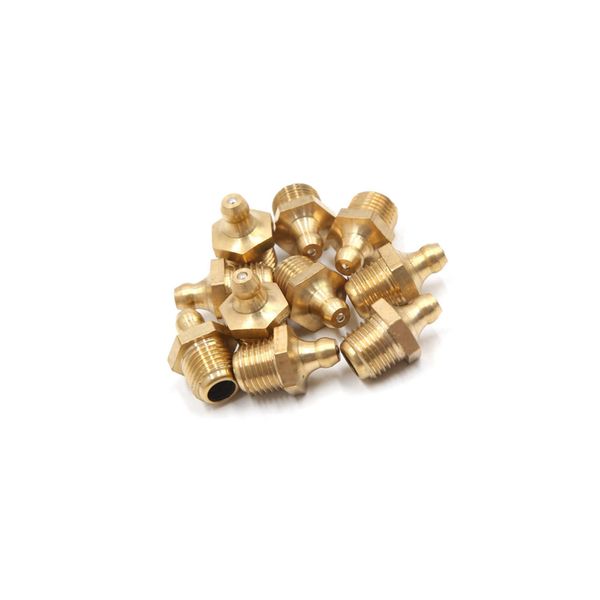 Partuto 10Pcs M12 x 1.5 Thread Brass Straight Grease Zerk Nipple Fitting for Auto Car Replacement