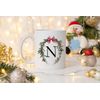 111283 Personalized Classic Christmas Wreath Monogram Ceramic Coffee Mug 11oz