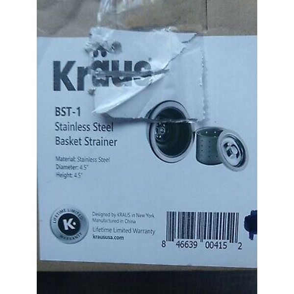 Kraus BST-1 Stainless Steel Kitchen Sink  Basket  Drain Strainer