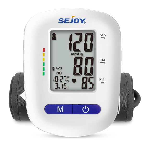 Blutdruckmessgerät Oberarm, Blutdruckmessgeräte für den Heimgebrauch, Einstellbare Blutdruckmessgerät große Manschette, Blood Pressure Monitor LCD-Display, 120 Sätze Speicher USB Batterien, Weiß