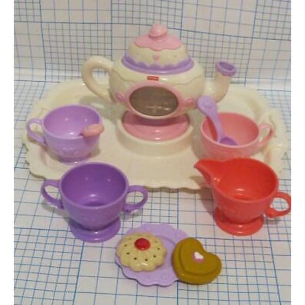 Fisher Price Magical Play Fun Food Tea Set Cream Sugar/Cookie Treat/Pot/Tray lot