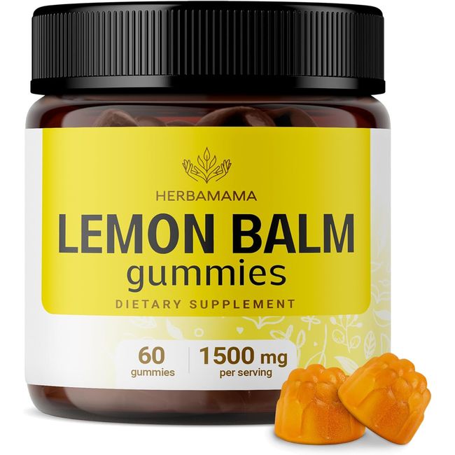 HERBAMAMA Lemon Balm Gummies - Lemon Balm Supplements for Mood and Brain Support