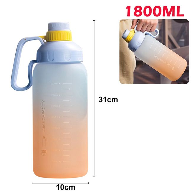 1 Extra Large Sports Water Bottle 1800mL Wide Mouth Plastic