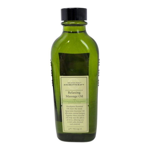 Bath Body Works Aromatherapy Relaxing Massage Oil Eucalyptus Spearmint Glass 4oz