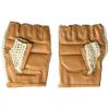Kango Fitness Real Soft Leather Mesh Net Fingerless Driving Weight Training Cycling Wheelchair Gloves W-1037 (Medium) TAN