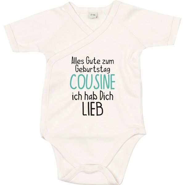 Kleckerliese Baby Body Wickelbody Junge Mädchen Kurzarm Alles Gute zum Geburtstag Beste Cousine der Welt, Natural, 3-6 Monate