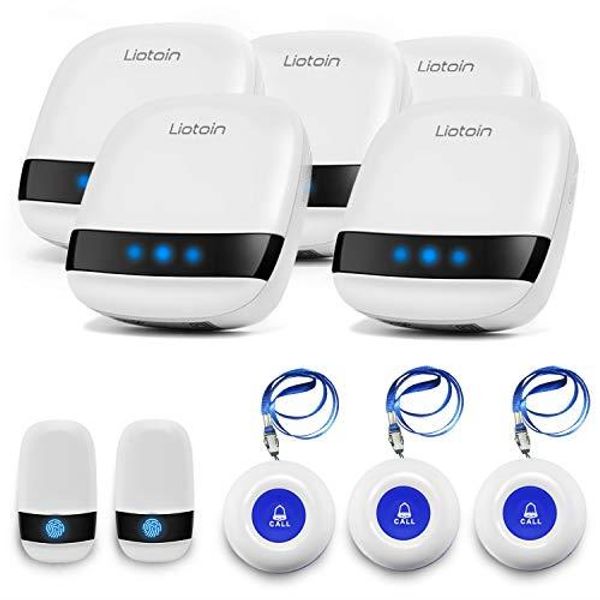 LIOTOIN Call Bell Wireless Nursing Nurse Call Home Nursing Buzzer Call Button Alarm System Doorbell Nursing 5 Receivers &amp; 5 Transmitters