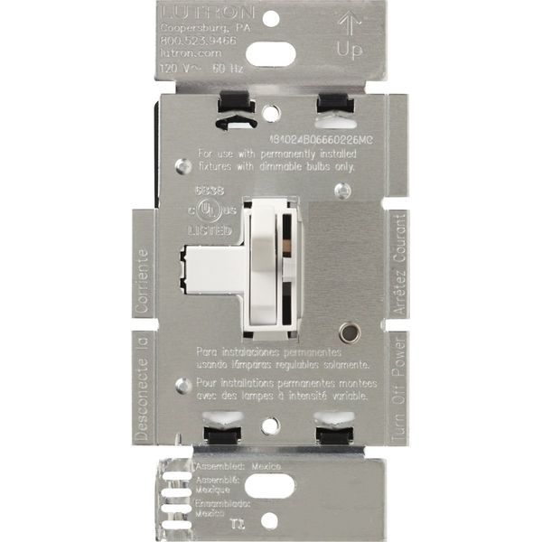 Lutron Toggler Magnetic Low Voltage Dimmer Switch, Single-Pole or 3-Way, AYLV-603P-WH, White